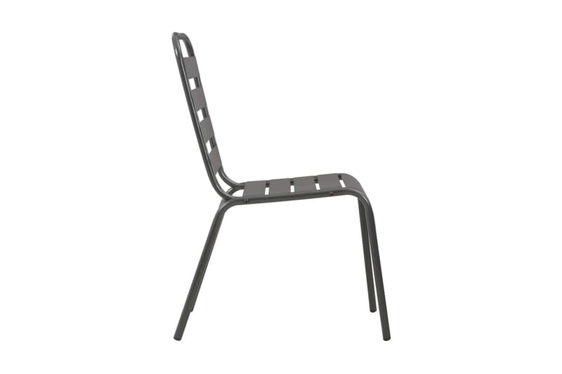 Utestolstolar 4 st ribbad design stål mörkgrå - Grå - Utemöbler - Utestolar & fåtöljer - Matstolar ute
