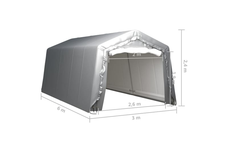 Förvaringstält 300x600 cm stål grå - Grå - Utemöbler - Utomhusförvaring - Trädgårdstält & förvaringstält - Förrådstält