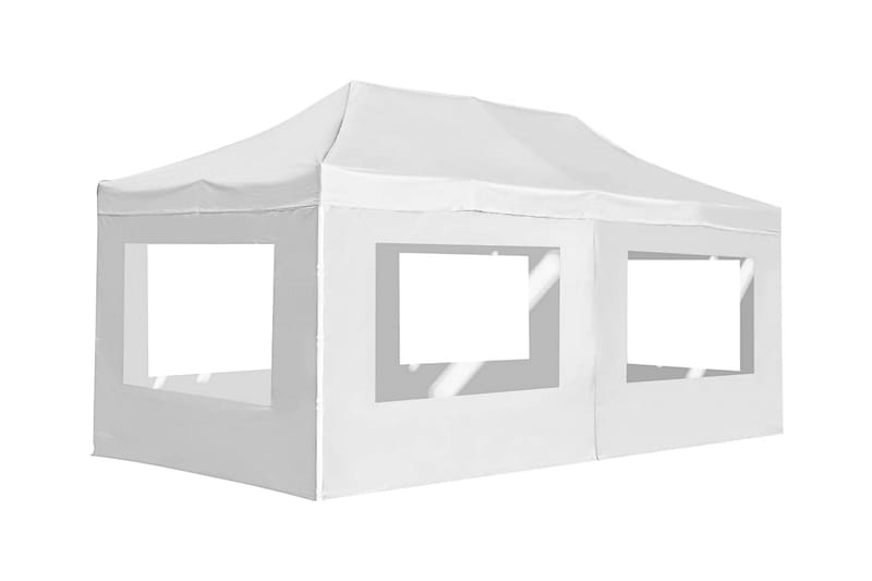Hopfällbart partytält med väggar aluminium 6x3 m vit - Vit - Partytält