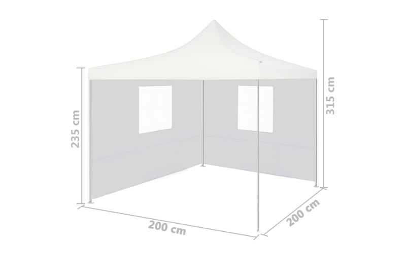 Hopfällbart partytält med 2 sidoväggar 2x2 m stål vit - Vit - Partytält