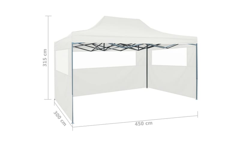 Hopfällbart partytält med 3 väggar 3x4,5 m vit - Vit - Partytält