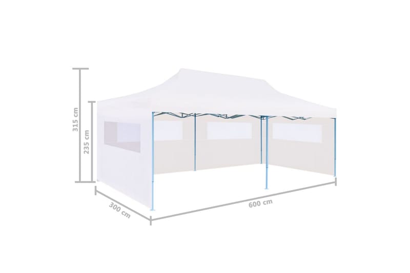Pop-Up hopfällbart partytält med sidoväggar 3x6 m stål vit - Vit - Utemöbler - Utomhusförvaring - Trädgårdstält & förvaringstält - Partytält