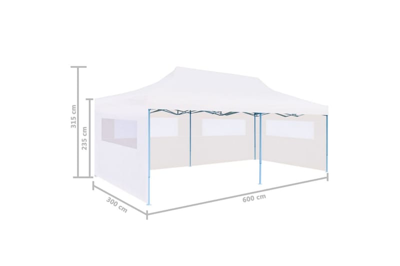 Pop-Up hopfällbart partytält med sidoväggar 3x6 m stål vit - Vit - Partytält