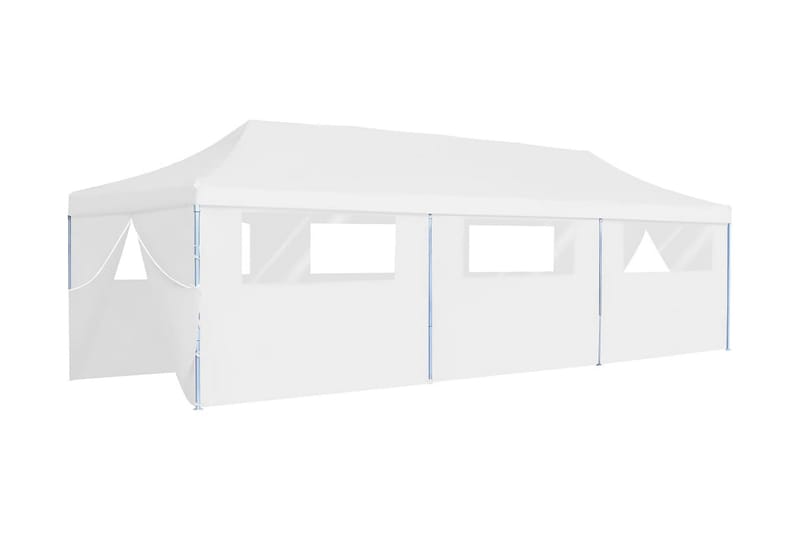 Pop-Up hopfällbart partytält med 8 sidoväggar 3x9 m vit - Vit - Utemöbler - Utomhusförvaring - Trädgårdstält & förvaringstält - Partytält