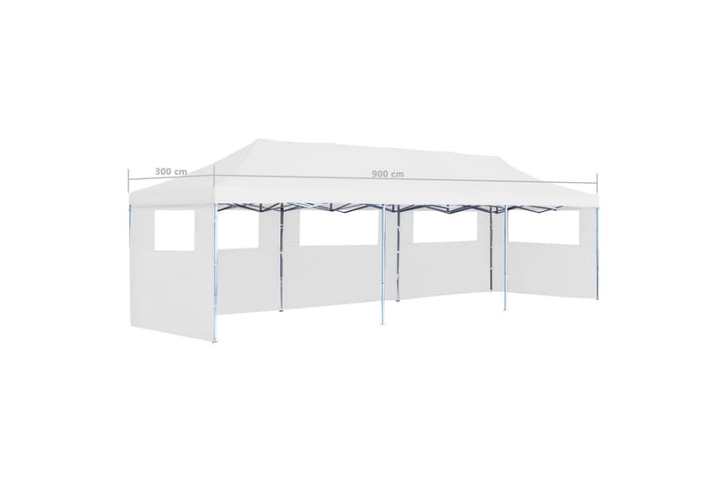Pop-Up hopfällbart partytält med 5 sidoväggar 3x9 m vit - Vit - Utemöbler - Utomhusförvaring - Trädgårdstält & förvaringstält - Partytält