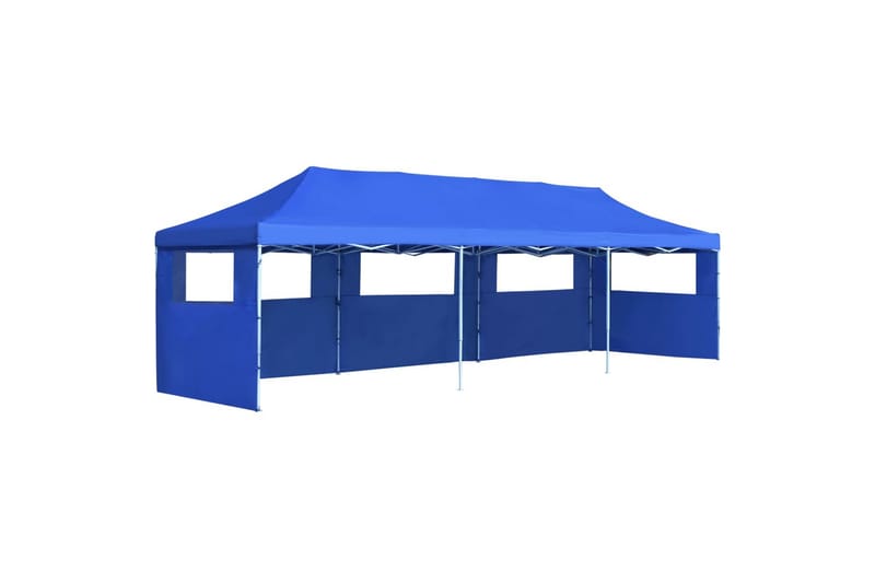 Pop-Up hopfällbart partytält med 5 sidoväggar blå 3x9 m - Blå - Utemöbler - Utomhusförvaring - Trädgårdstält & förvaringstält - Partytält