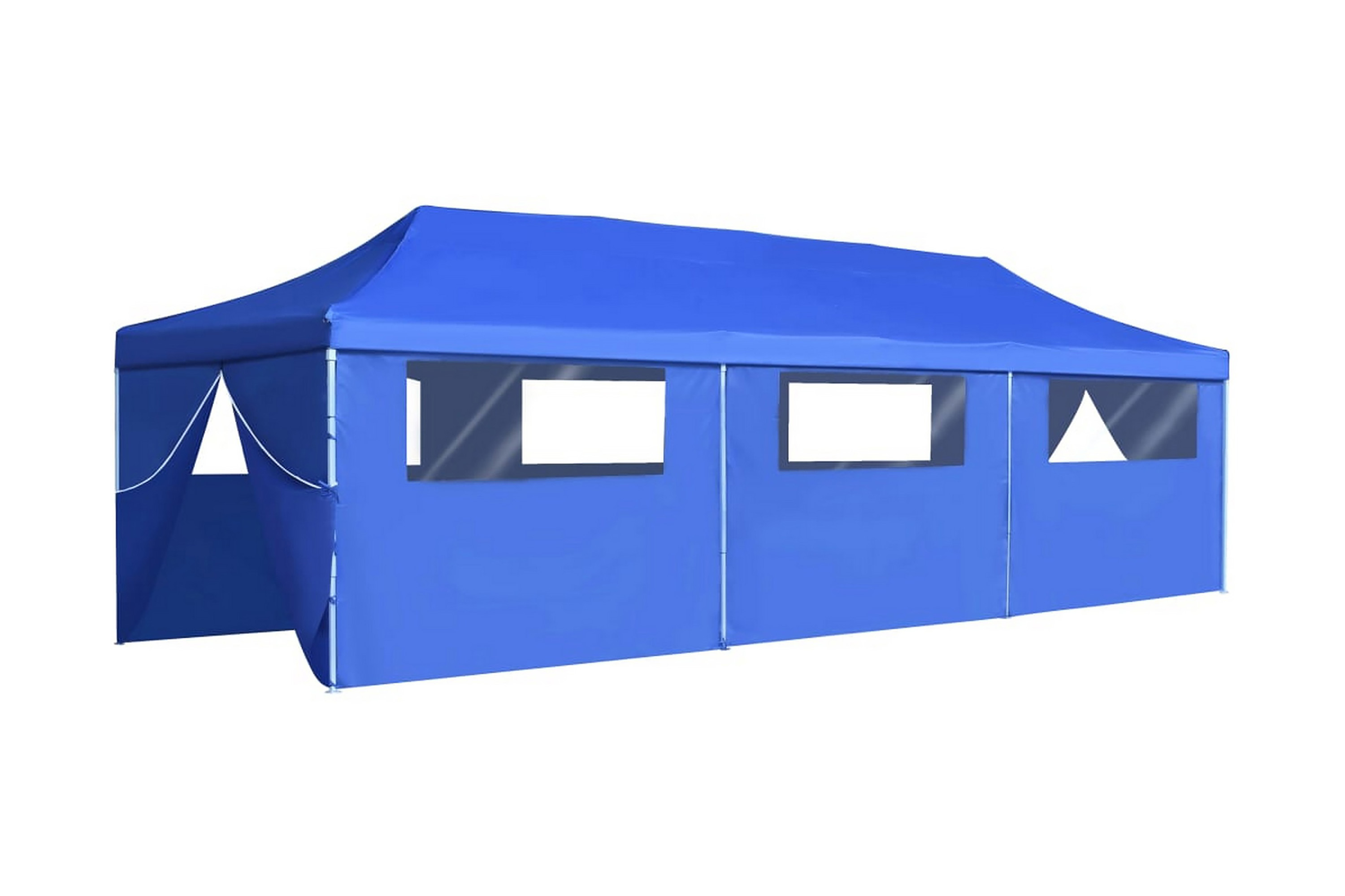 Pop-Up hopfällbart partytält med 8 sidoväggar blå 3×9 m – Blå