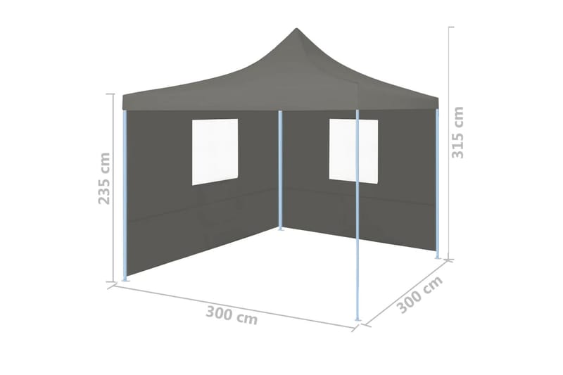 Pop-Up hopfällbart partytält med 2 sidoväggar 3x3 m antracit - Grå - Utemöbler - Utomhusförvaring - Trädgårdstält & förvaringstält - Pop-up tält & eventtält