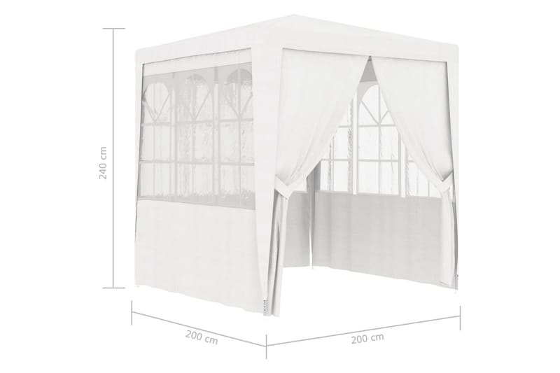Professionellt partytält med väggar 2x2 m vit 90 g/m² - Vit - Partytält