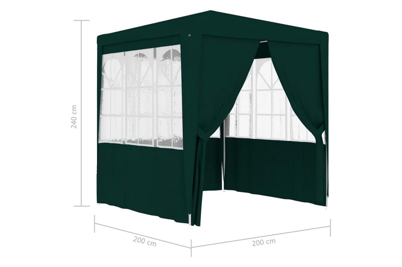 Professionellt partytält med väggar 2x2 m grön 90 g/m² - Grön - Partytält